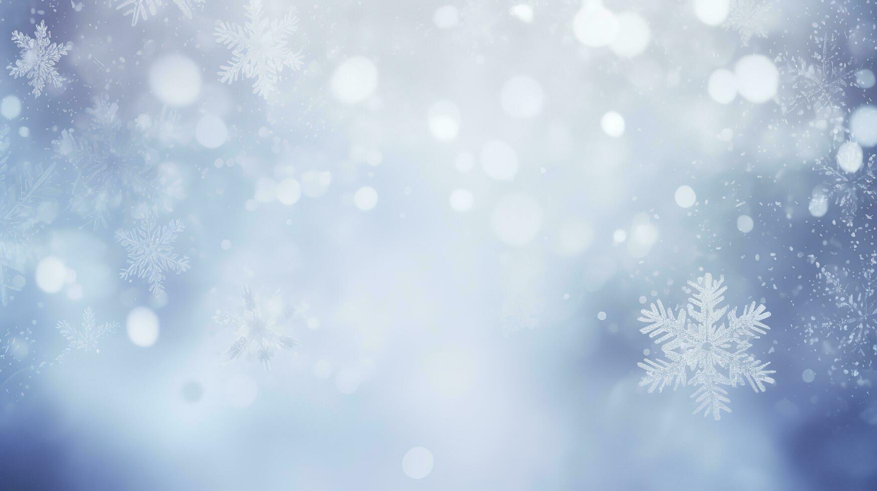 unfocussed winter background with snowflakes, generate ai photo