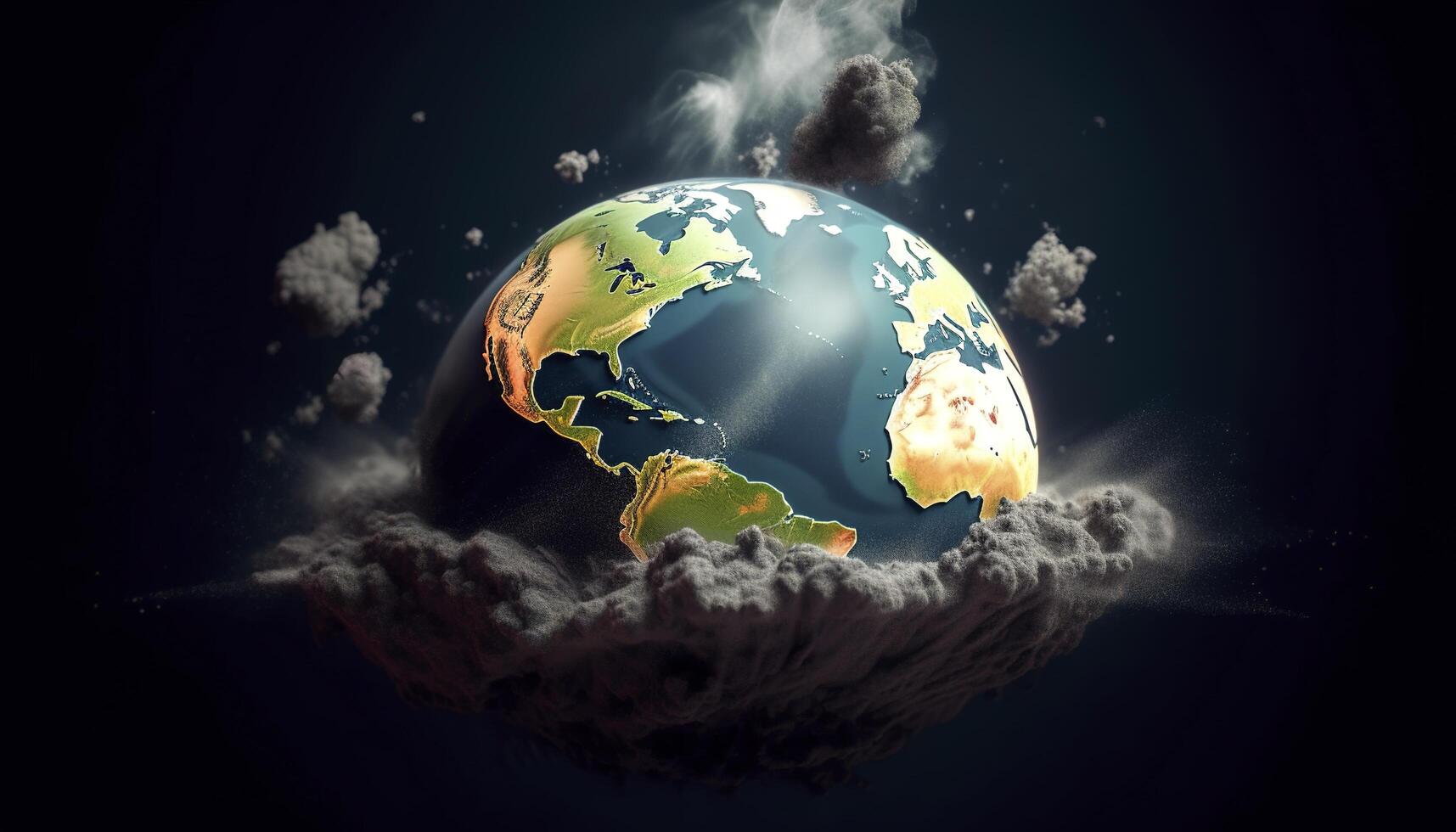 earth with pollution , photo