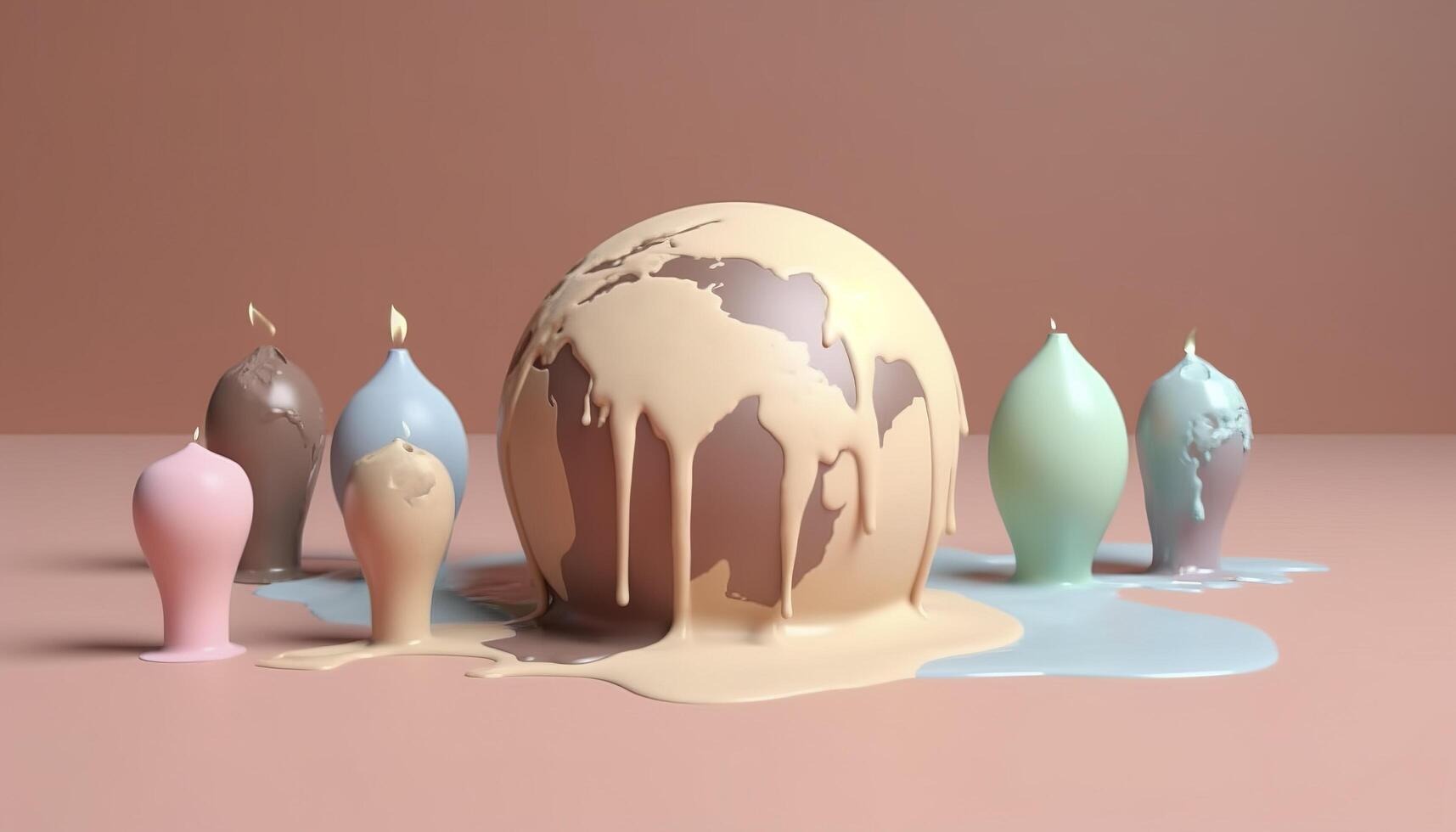 Earth melting by global warming or climate change problem, photo