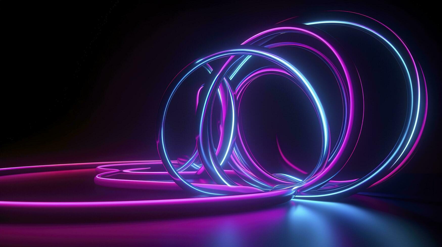 light tunnel in the dark, abstract light background, 3d rendering, rounded pink blue neon lines, glowing in the dark. Abstract minimalist geometric background. Ultraviolet spectrum, generate ai photo