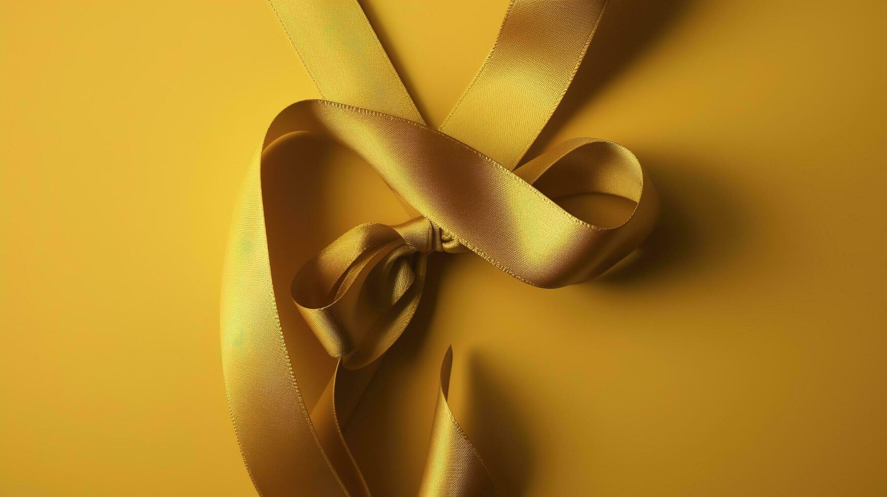 a yellow ribbon is placed on a yellow background, in the style of ultrafine detail, exciting texture, generate ai photo