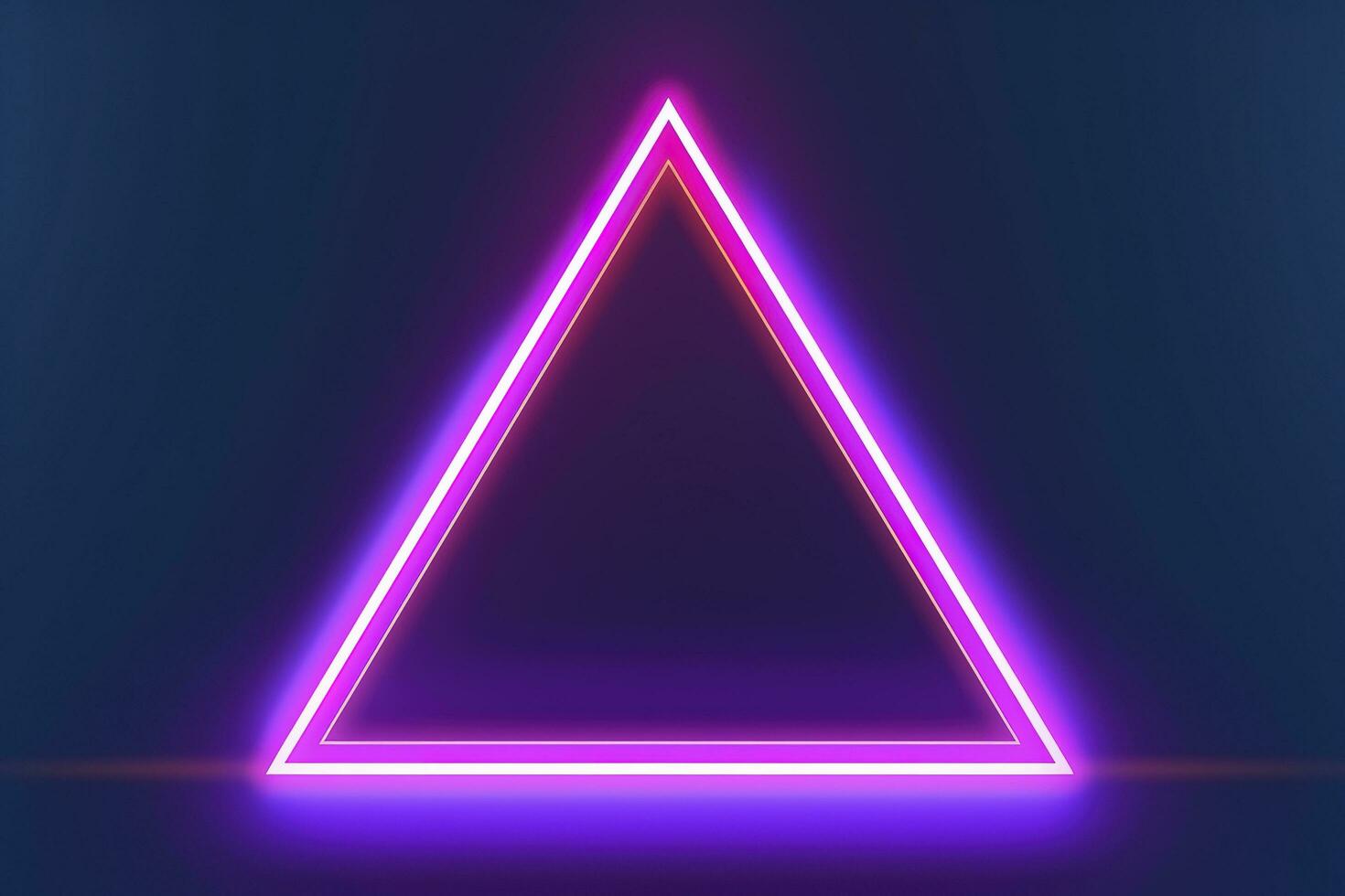 3d render, abstract fantasy background. Unique futuristic wallpaper with a triangular geometric shape glowing with pink red neon light, colorful, generate ai photo