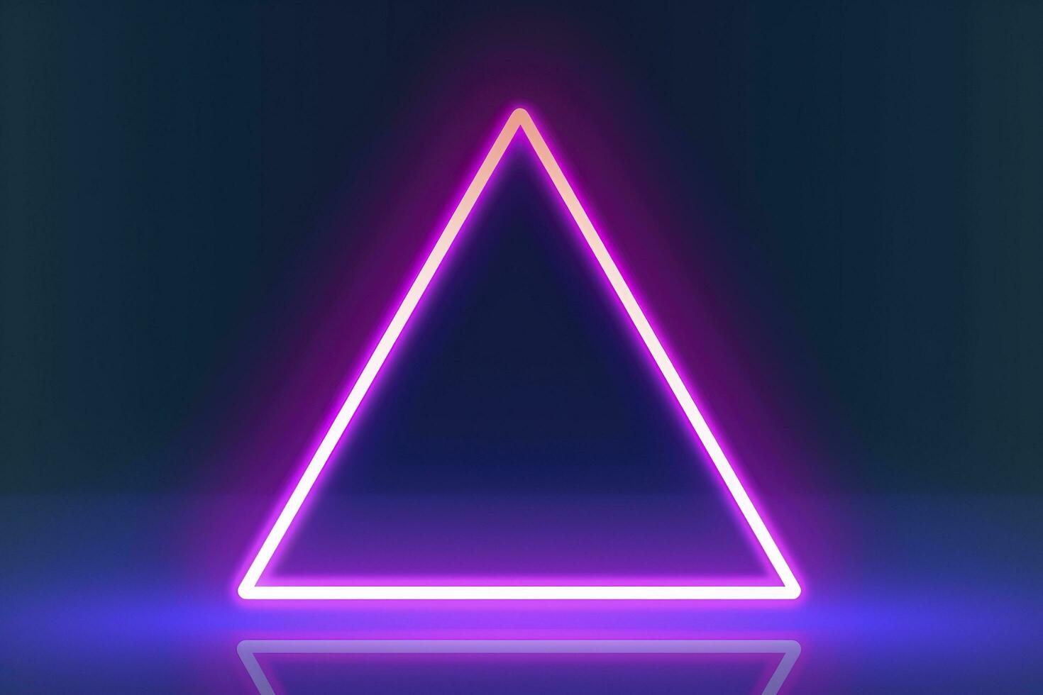 3d render, abstract fantasy background. Unique futuristic wallpaper with a triangular geometric shape glowing with pink red neon light, colorful, generate ai photo