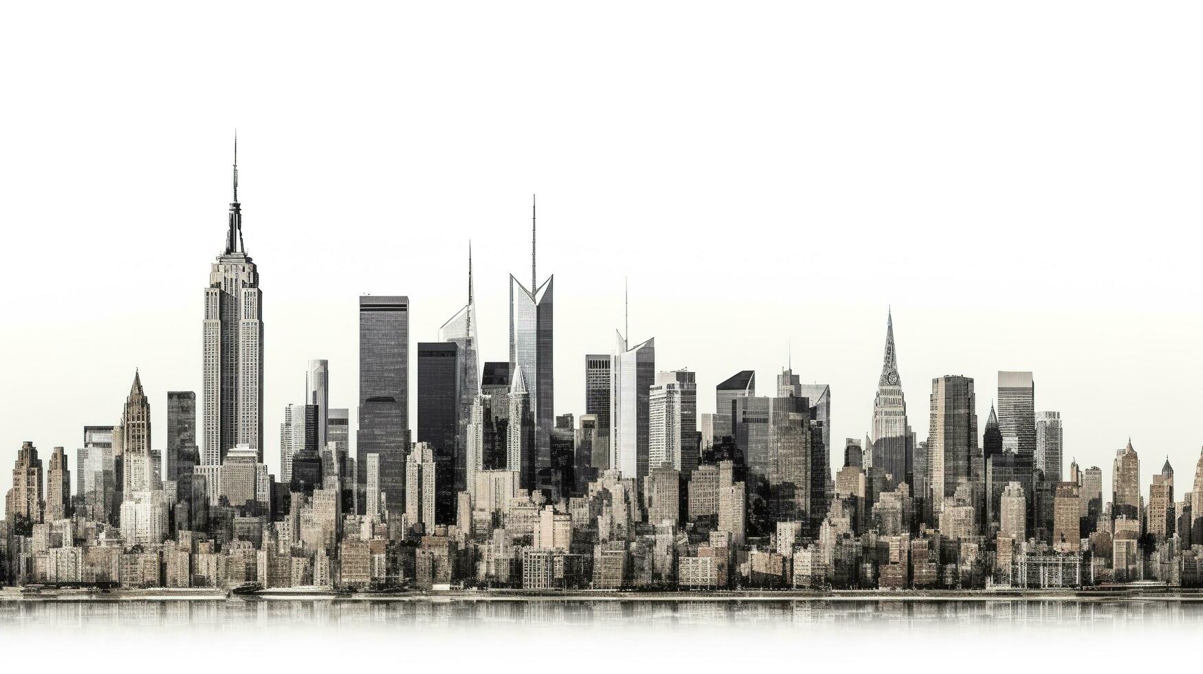 One World Trade Center and skyscraper, high-rise building in Lower Manhattan, New York City, isolated white background with clipping path, generate ai photo