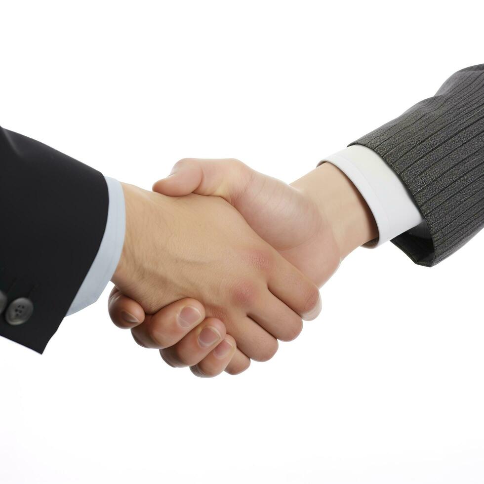 Handshake isolated on white background, generate ai photo