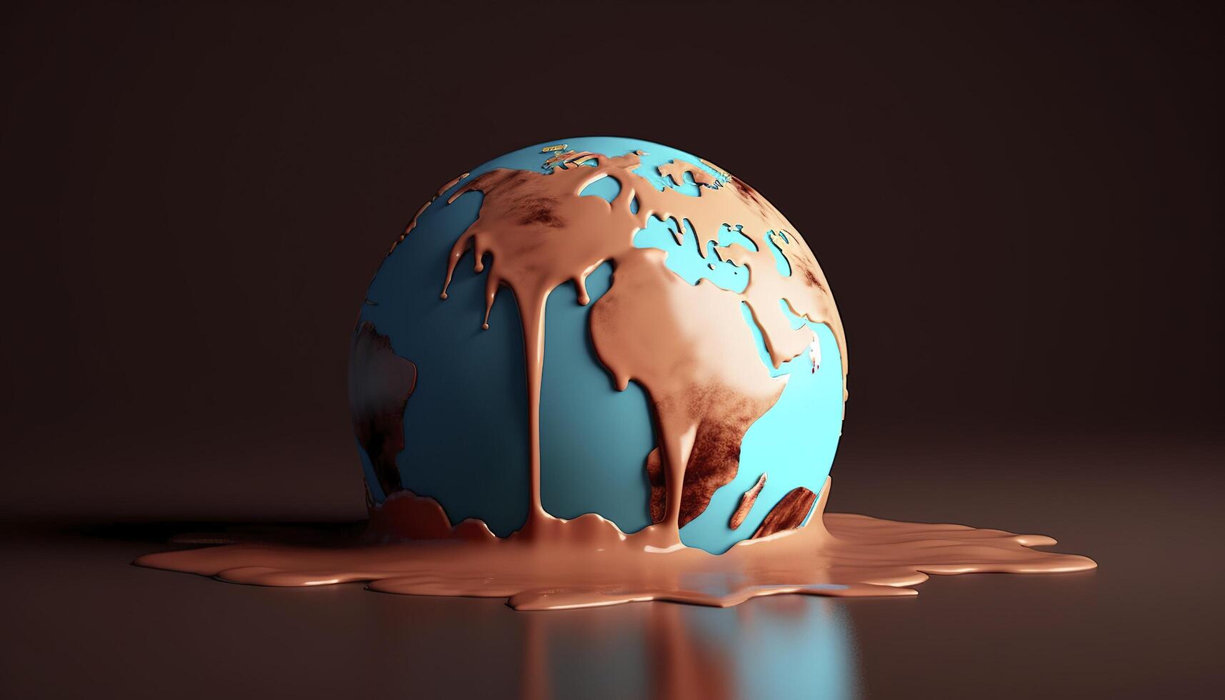 Earth melting by global warming or climate change problem, photo