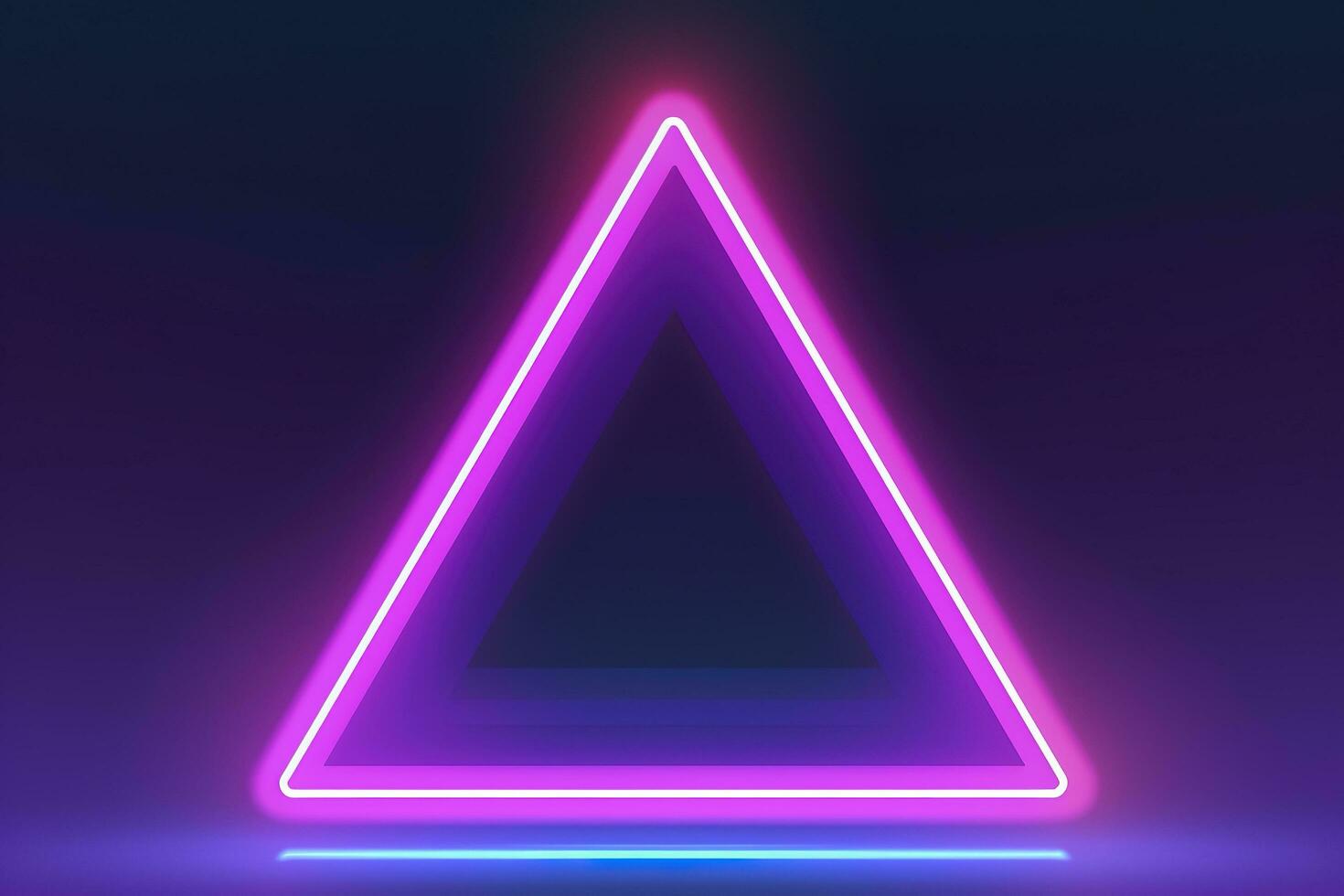 3d render, abstract fantasy background. Unique futuristic wallpaper with a triangular geometric shape glowing with pink red neon light, colorful, generate ai photo