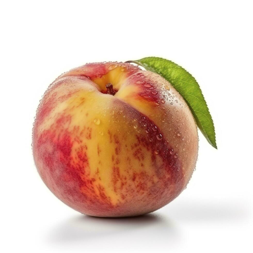 Peach isolated on white background, generate ai photo