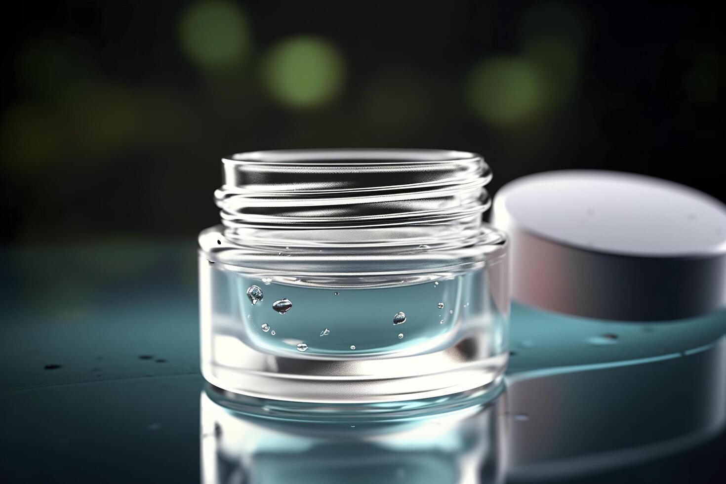 Cosmetic cream in a jar, colorful gel, cosmetic, skincare concept. image photo
