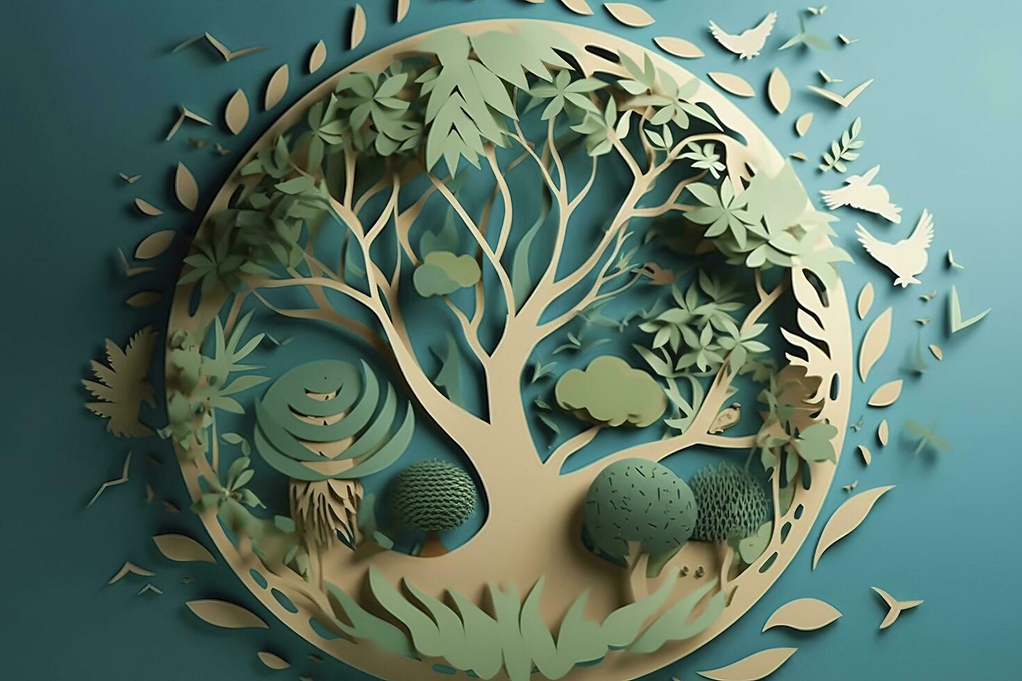 Paper cut , World environment and earth day concep , Happy Earth Day April 22 Save the Earth for environmental protection , Generate Ai photo