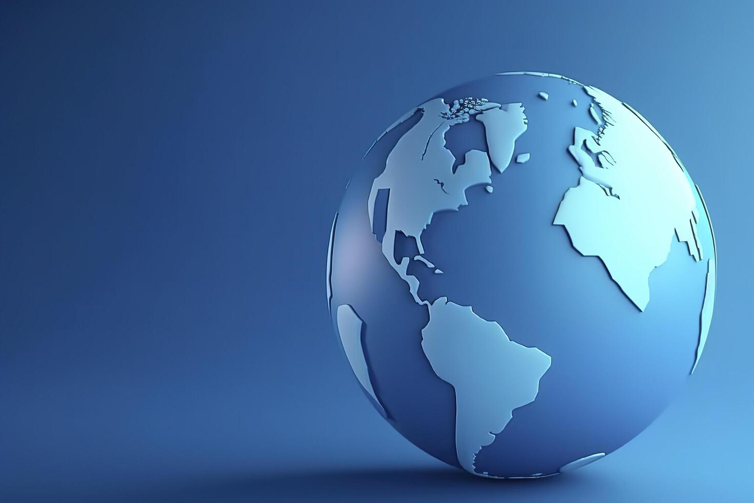 Blue globe, earth map 3D on blue background, business banner. image. photo