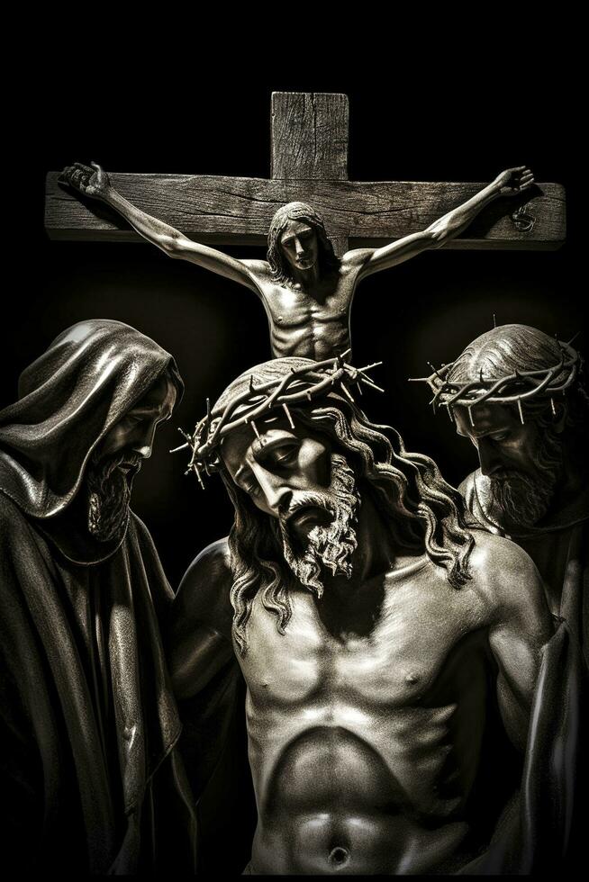 The sufferings of Jesus Christ in the crown of thorns. AI generativ. photo