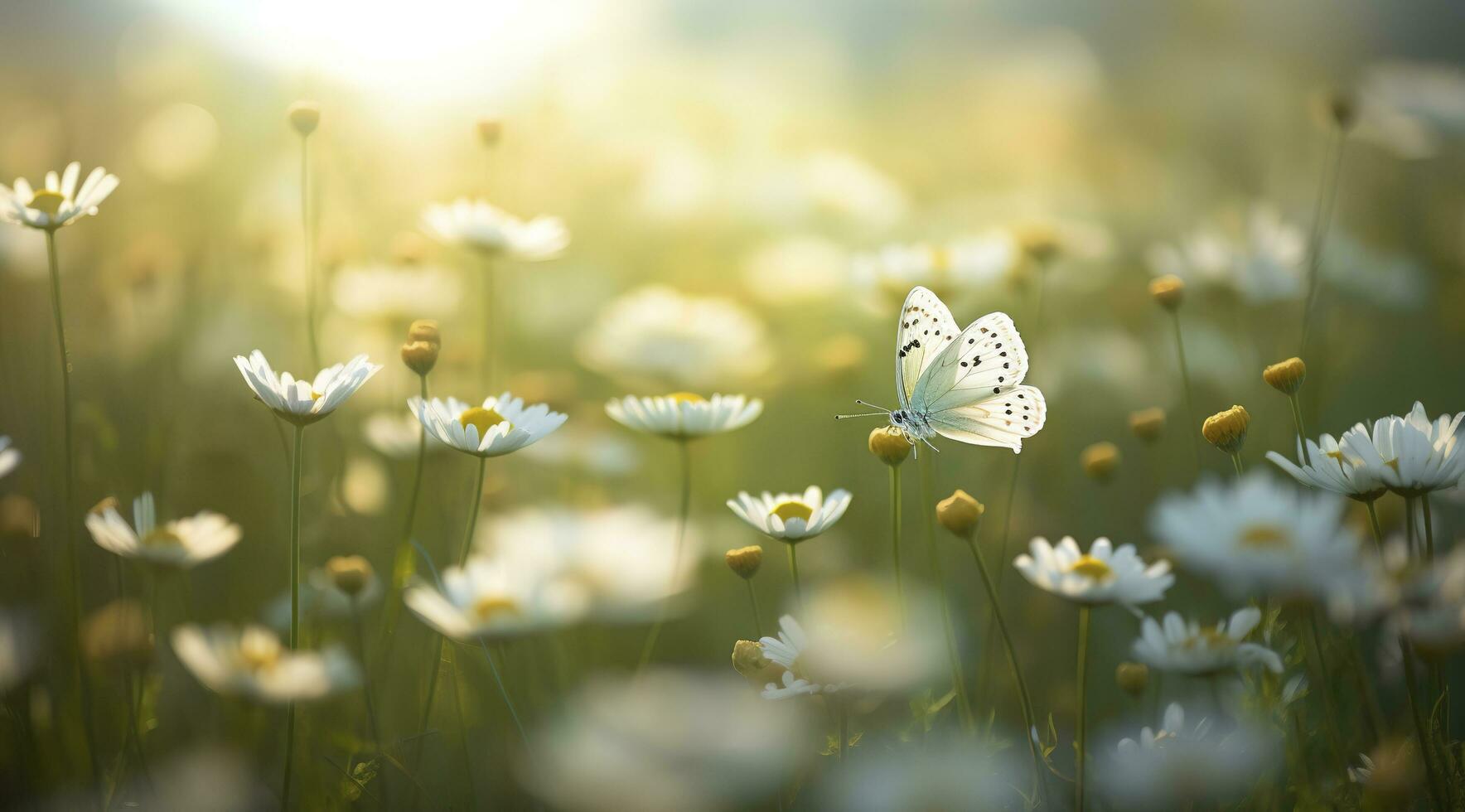 abstract nature spring Background. spring flower and butterfly, generate ai photo