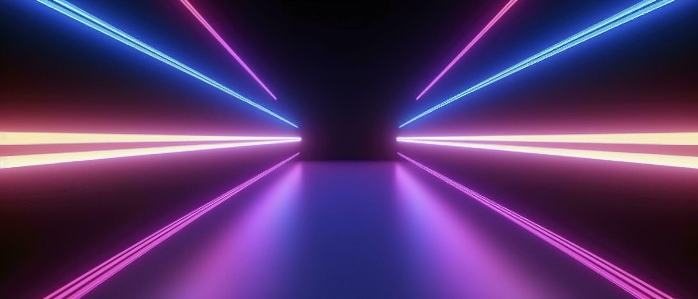 3d rendering, rounded pink blue neon lines, glowing in the dark. Abstract minimalist geometric background. Ultraviolet spectrum. Cyber space. Futuristic wallpaper, generate ai photo