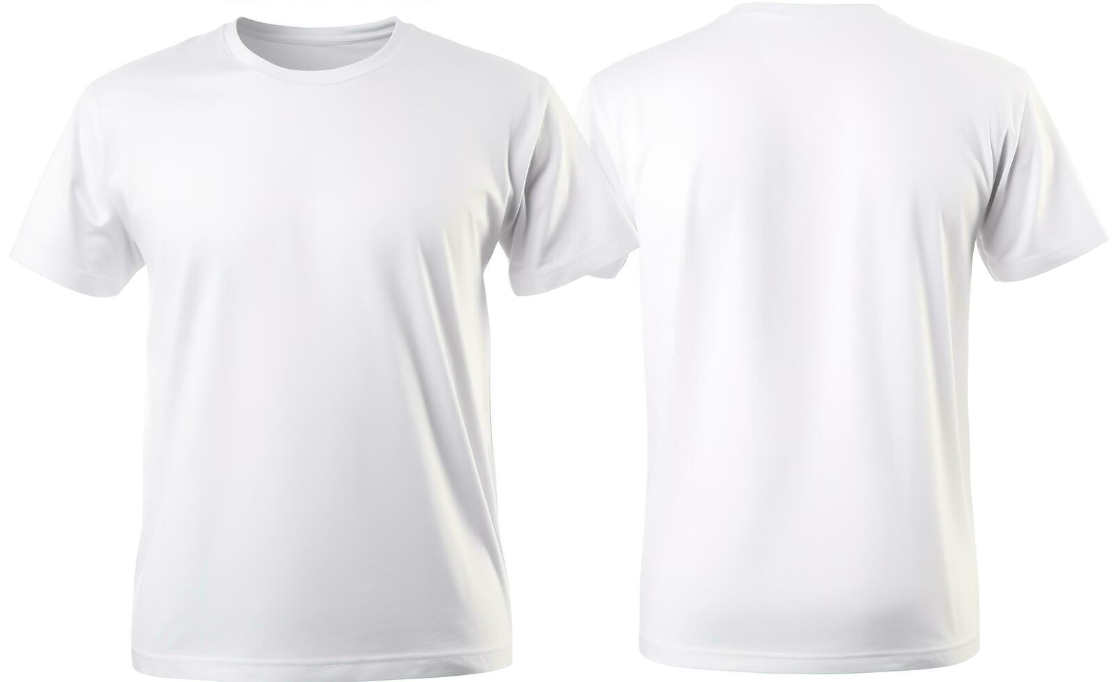 Men white blank T shirt, template, from two sides, isolated on white ...