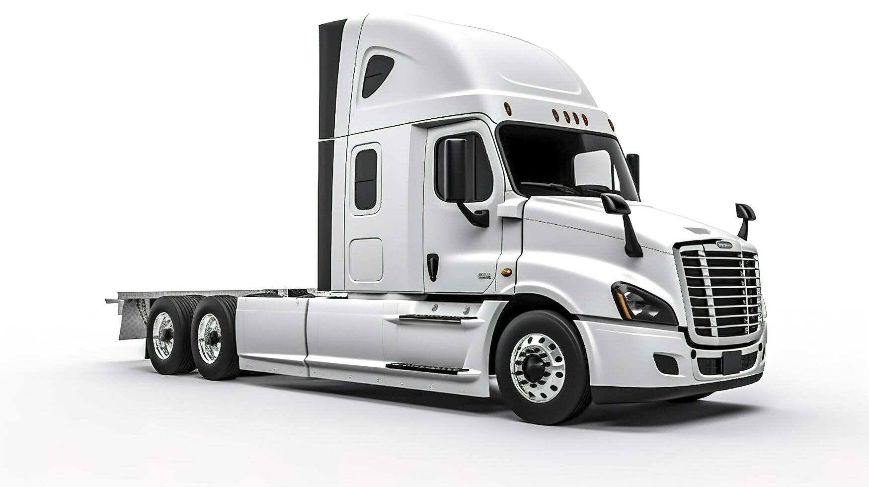 Big truck Freightliner Cascadia with blue cab Isolated on a white background, generate ai photo