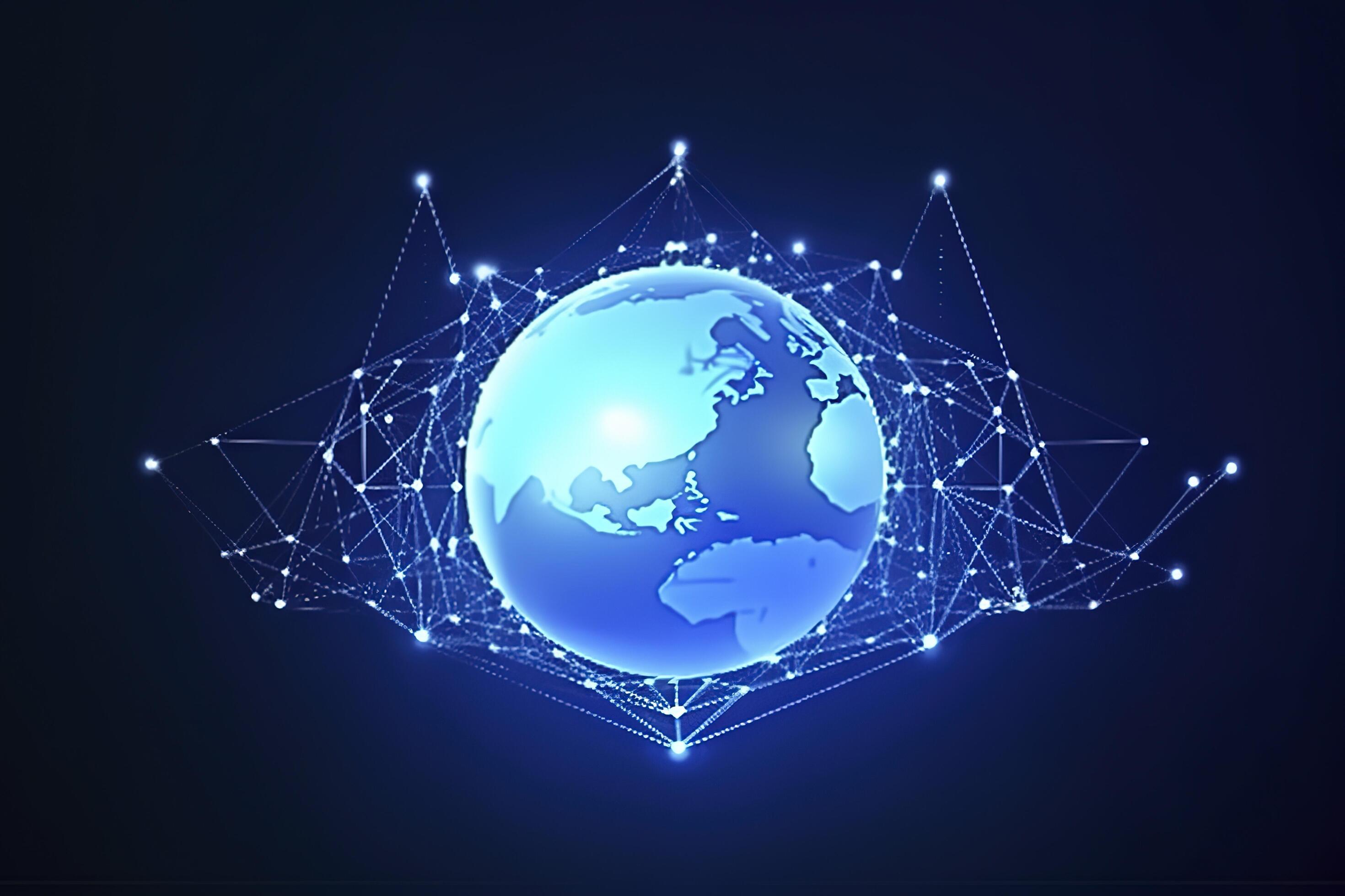 Global network on Earth concept. 3D rendering, World map point. Big