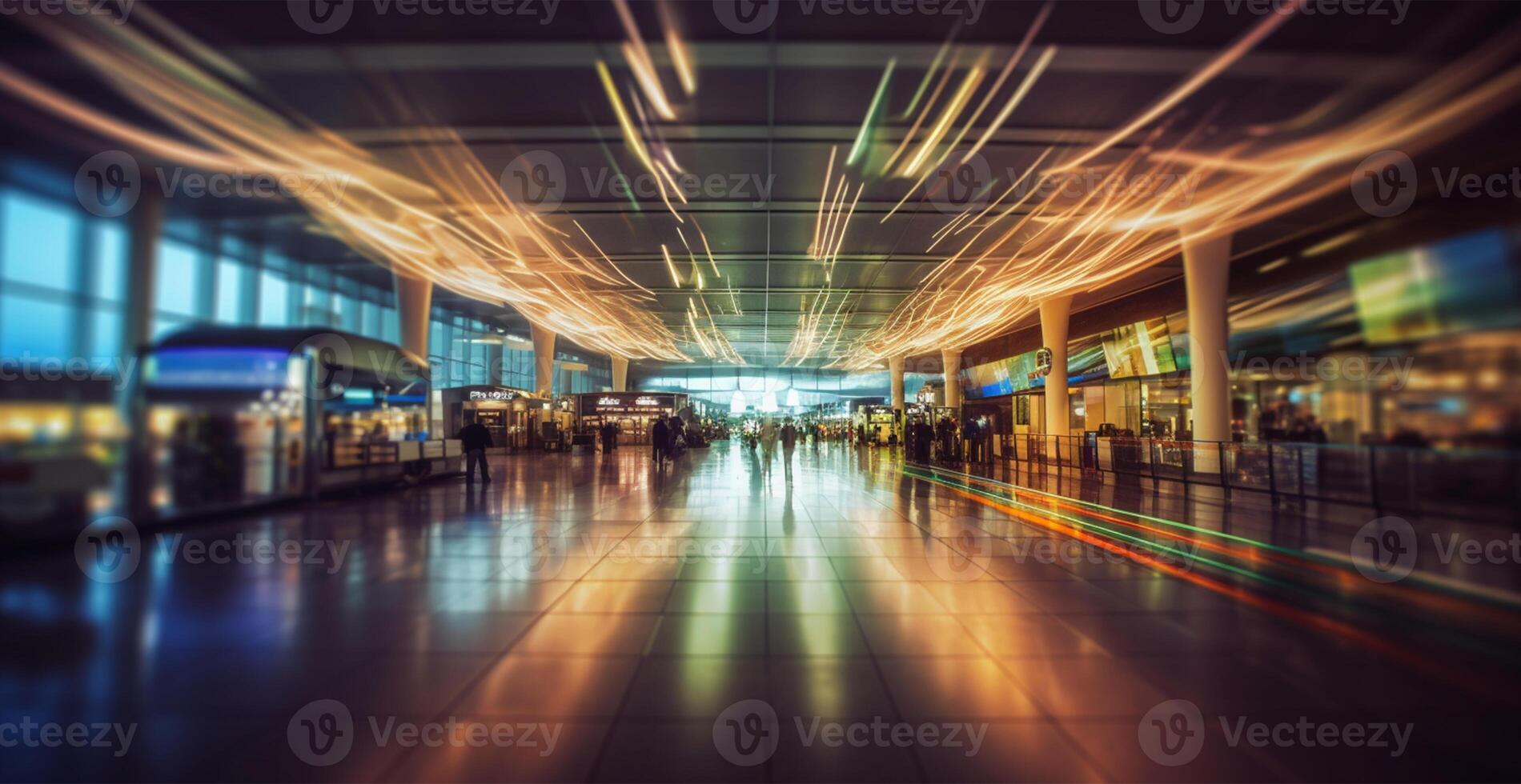 Airport building, international terminal, rushing people to land, blurred background - image photo