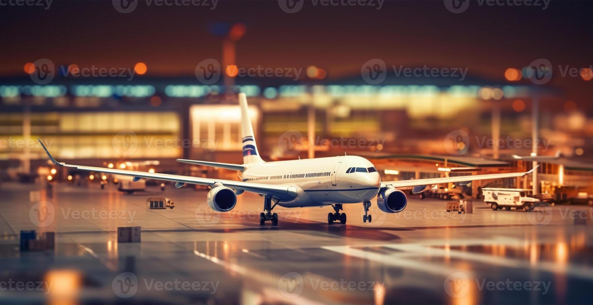 Airport building, international terminal, rushing people to land, blurred background - image photo