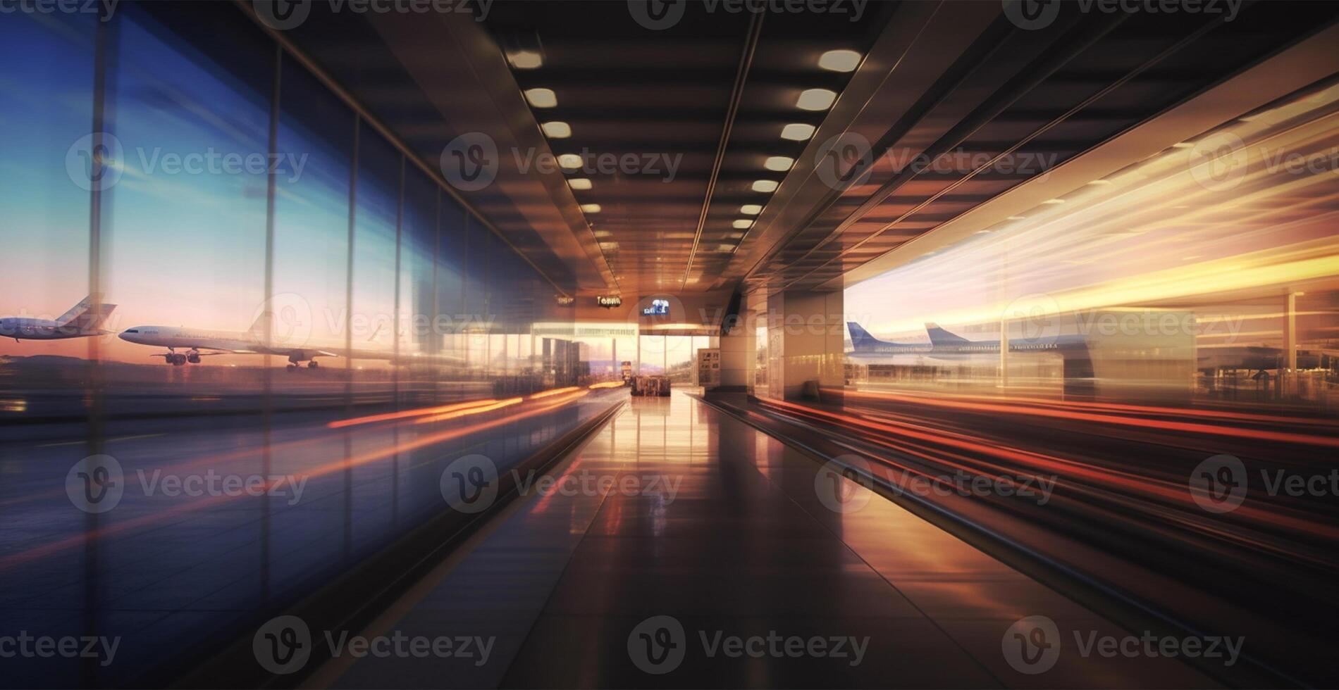 Airport building, international terminal, blurred background - image photo