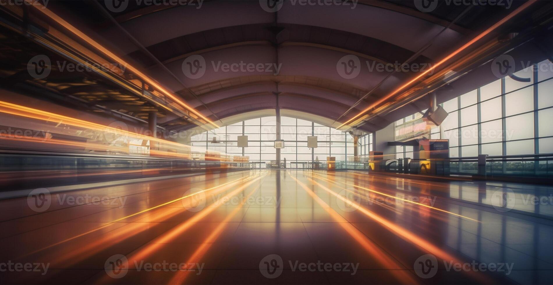 aeropuerto edificio, internacional Terminal, borroso antecedentes - ai generado imagen foto