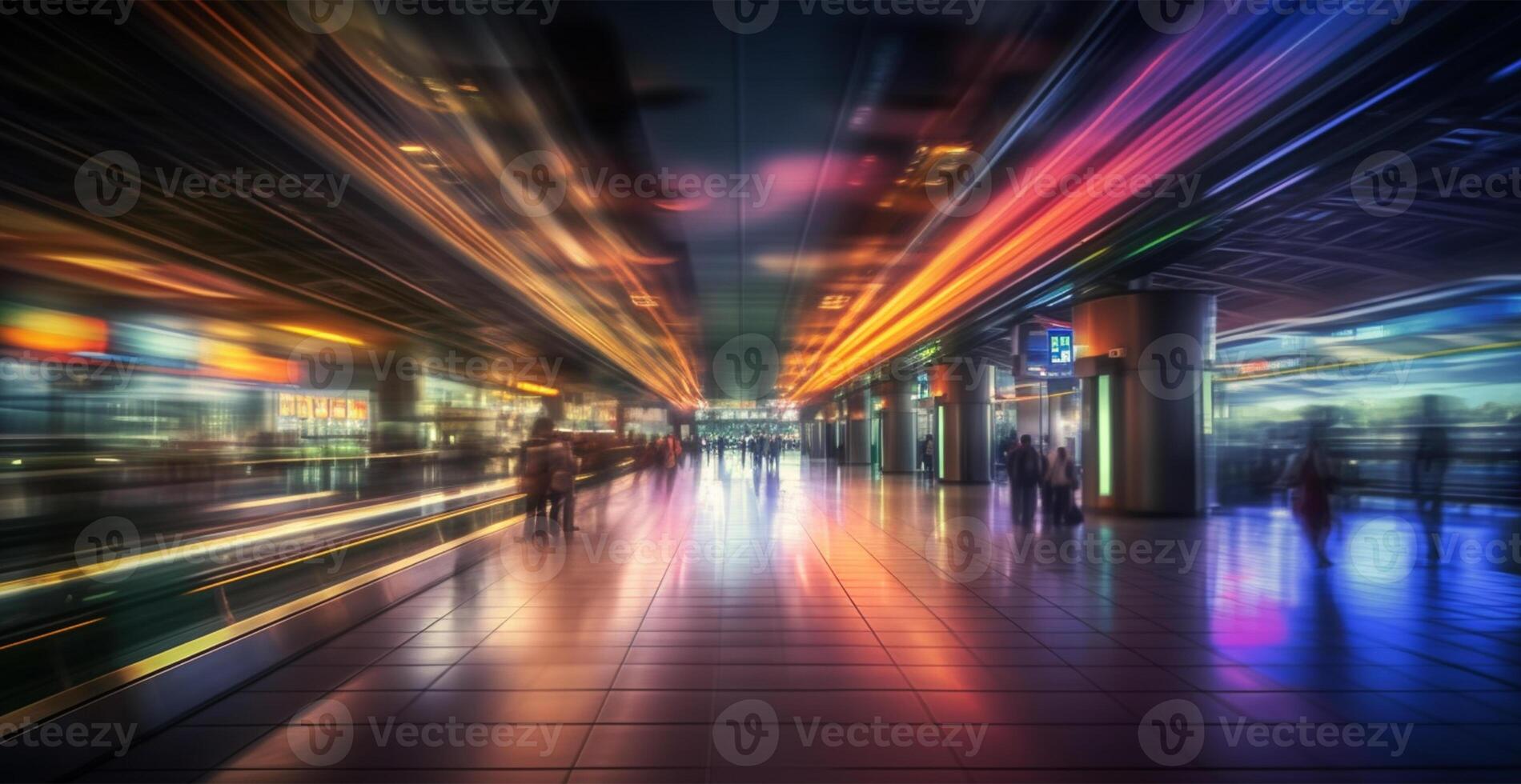 Airport building, international terminal, rushing people to land, blurred background - image photo