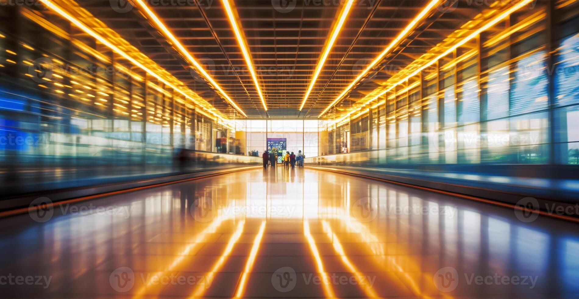 aeropuerto edificio, internacional Terminal, borroso antecedentes - ai generado imagen foto