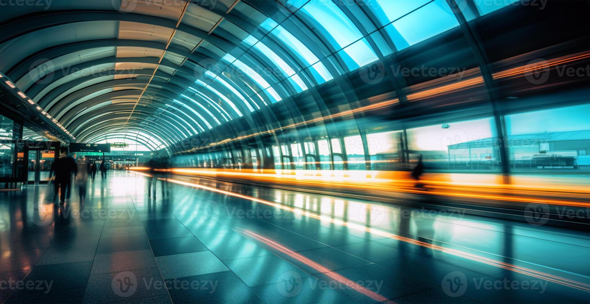 Airport building, international terminal, rushing people to land, blurred background - image photo