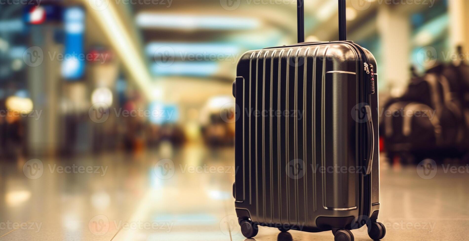 Black suitcase, airport luggage - image photo