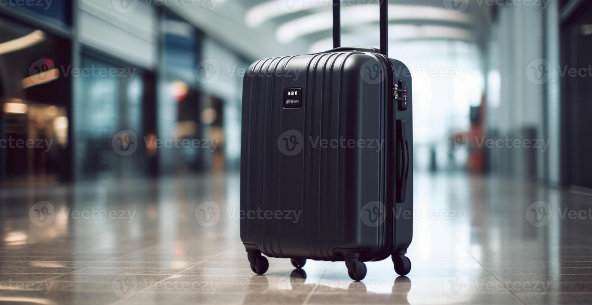 Black suitcase, airport luggage - image photo