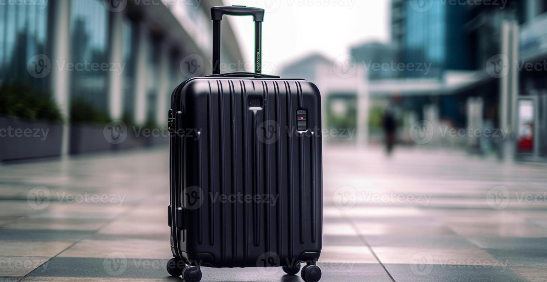 Black suitcase, airport luggage - image photo