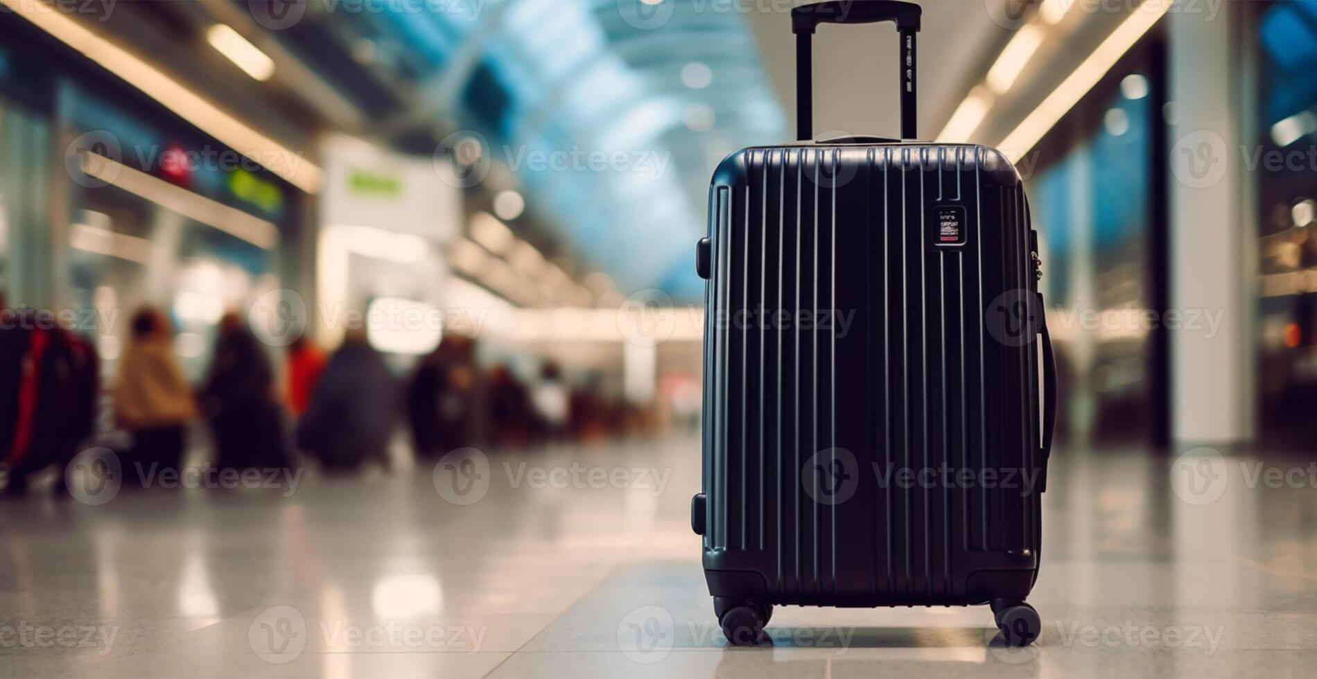 Black suitcase, airport luggage - image photo