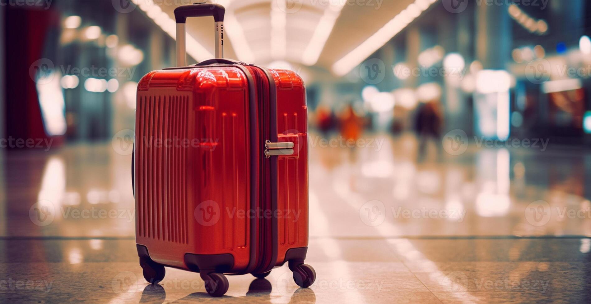 Red suitcase, luggage at the airport - image photo