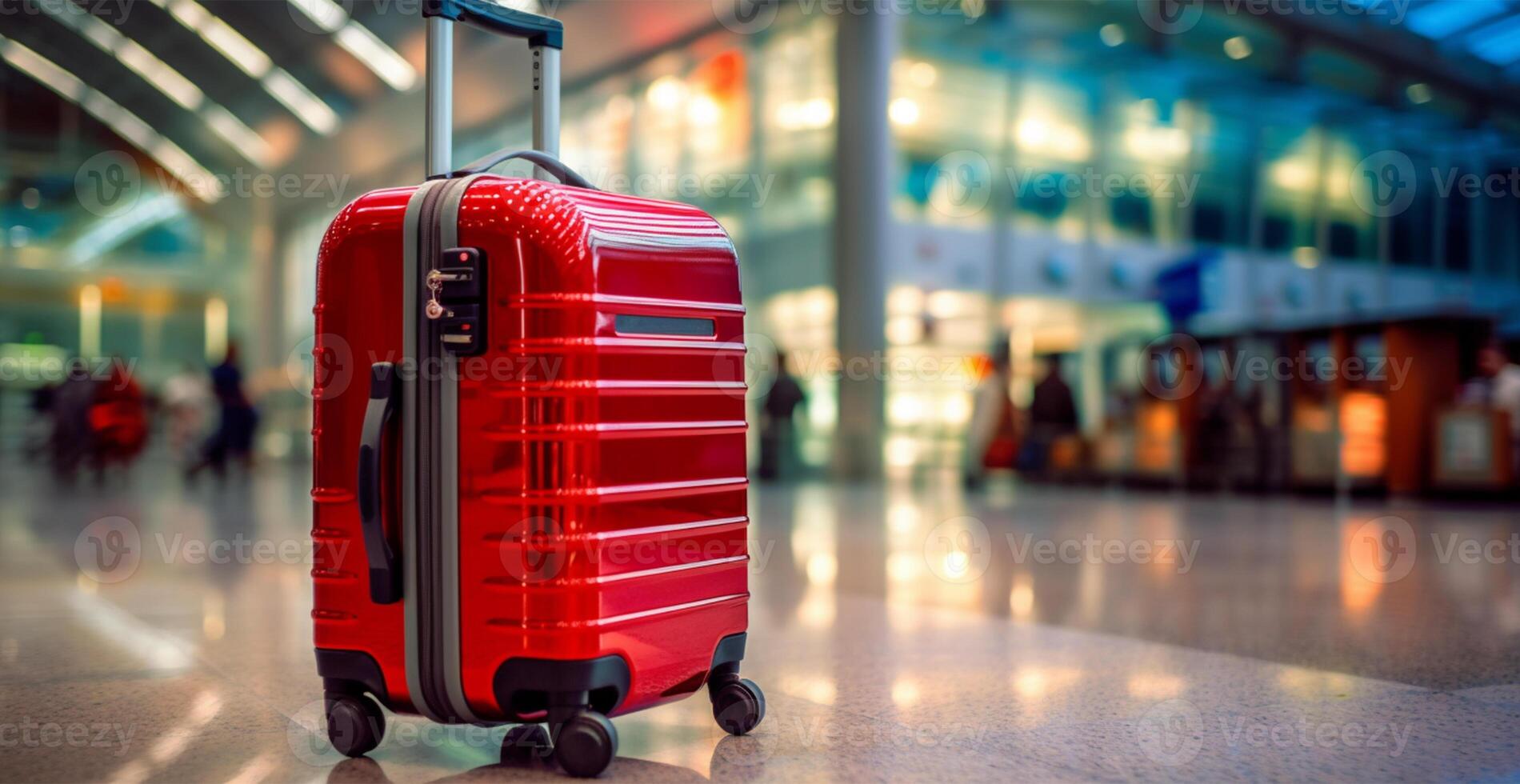 Red suitcase, luggage at the airport - image photo