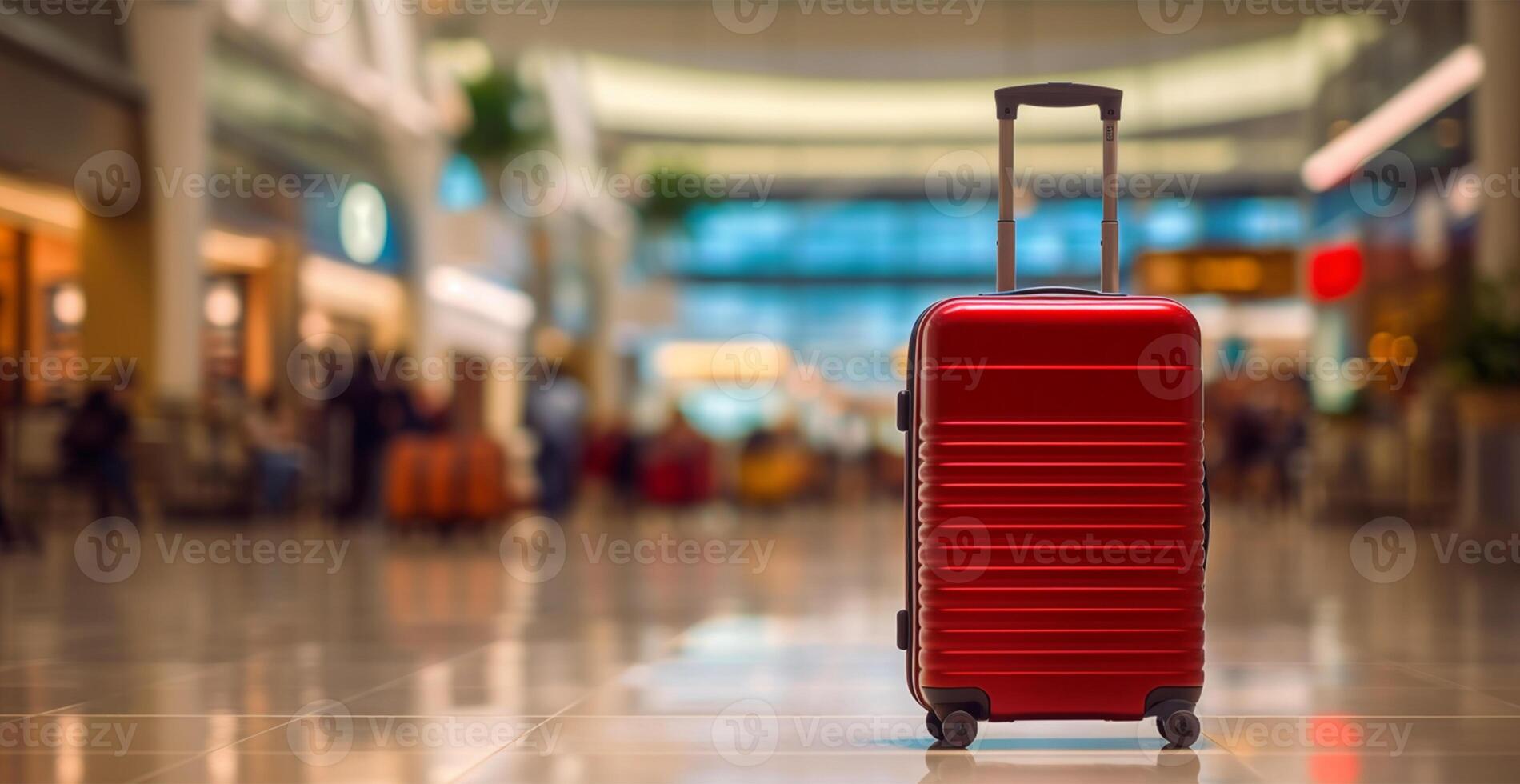 Red suitcase, luggage at the airport - image photo