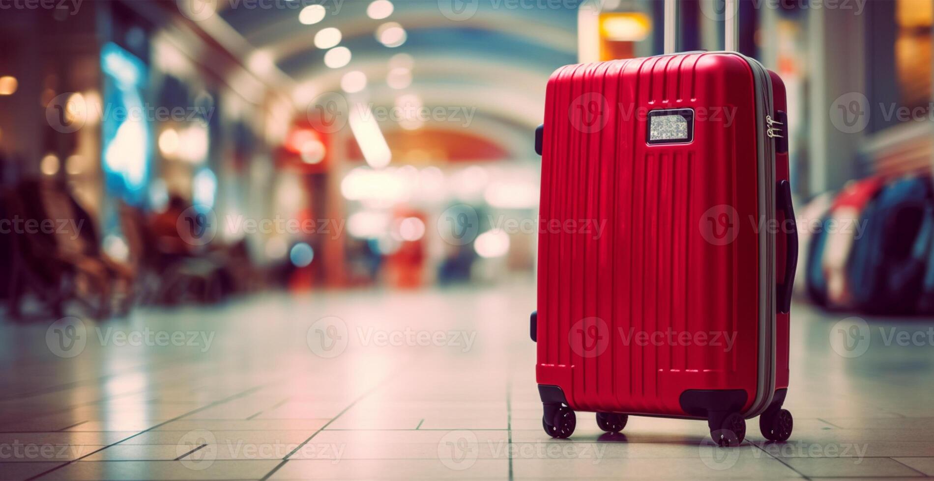 Red suitcase, luggage at the airport - image photo