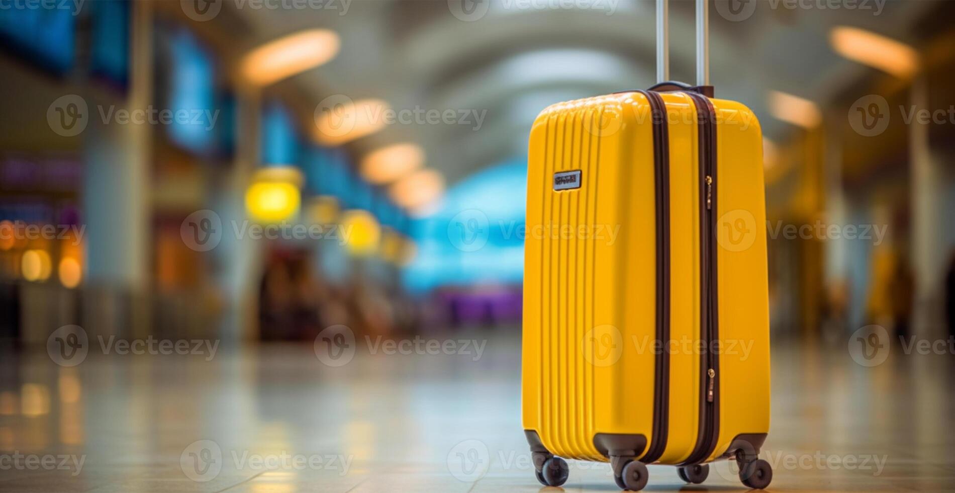 Yellow suitcase, luggage at the airport - image photo