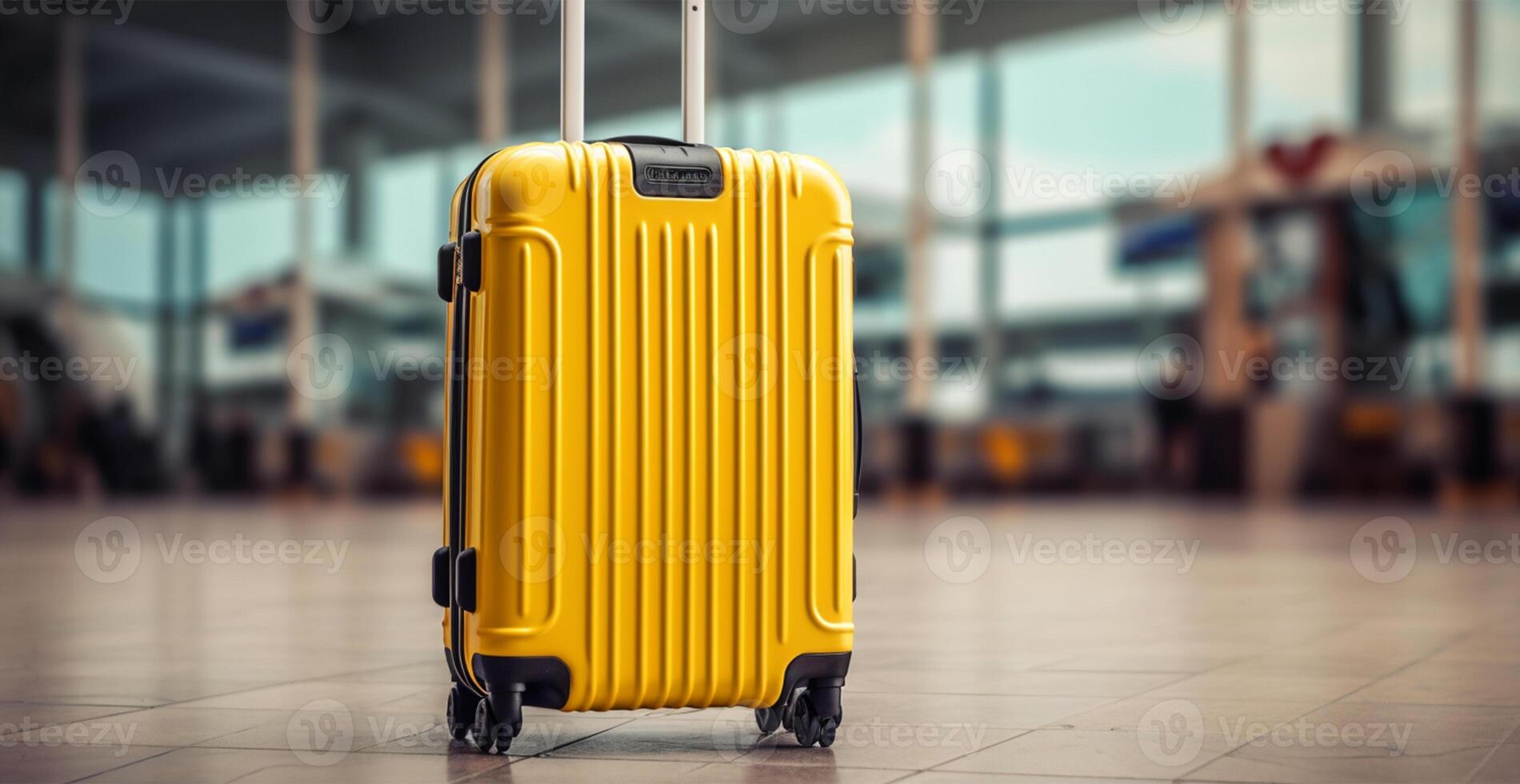 Yellow suitcase, luggage at the airport - image photo