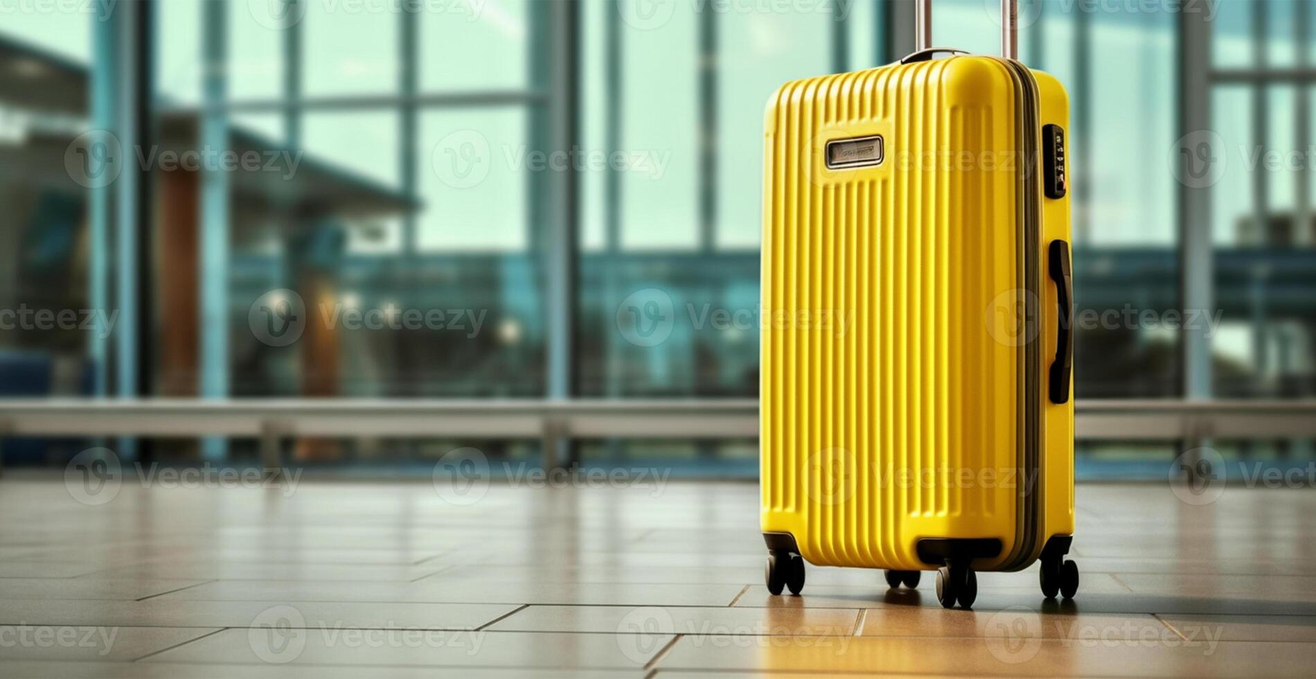 Yellow suitcase, luggage at the airport - image photo