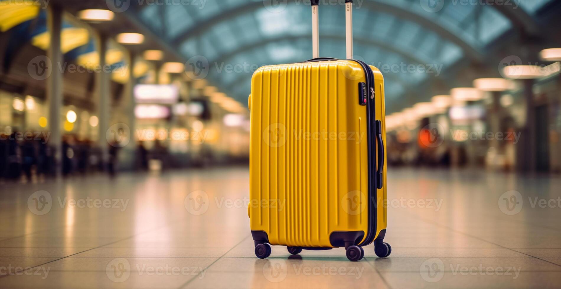 Yellow suitcase, luggage at the airport - image photo