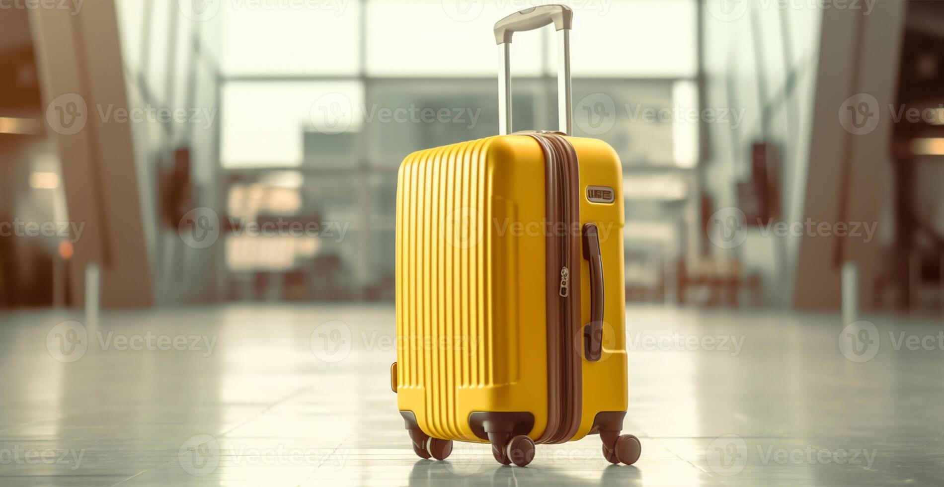 Yellow suitcase, luggage at the airport - image photo