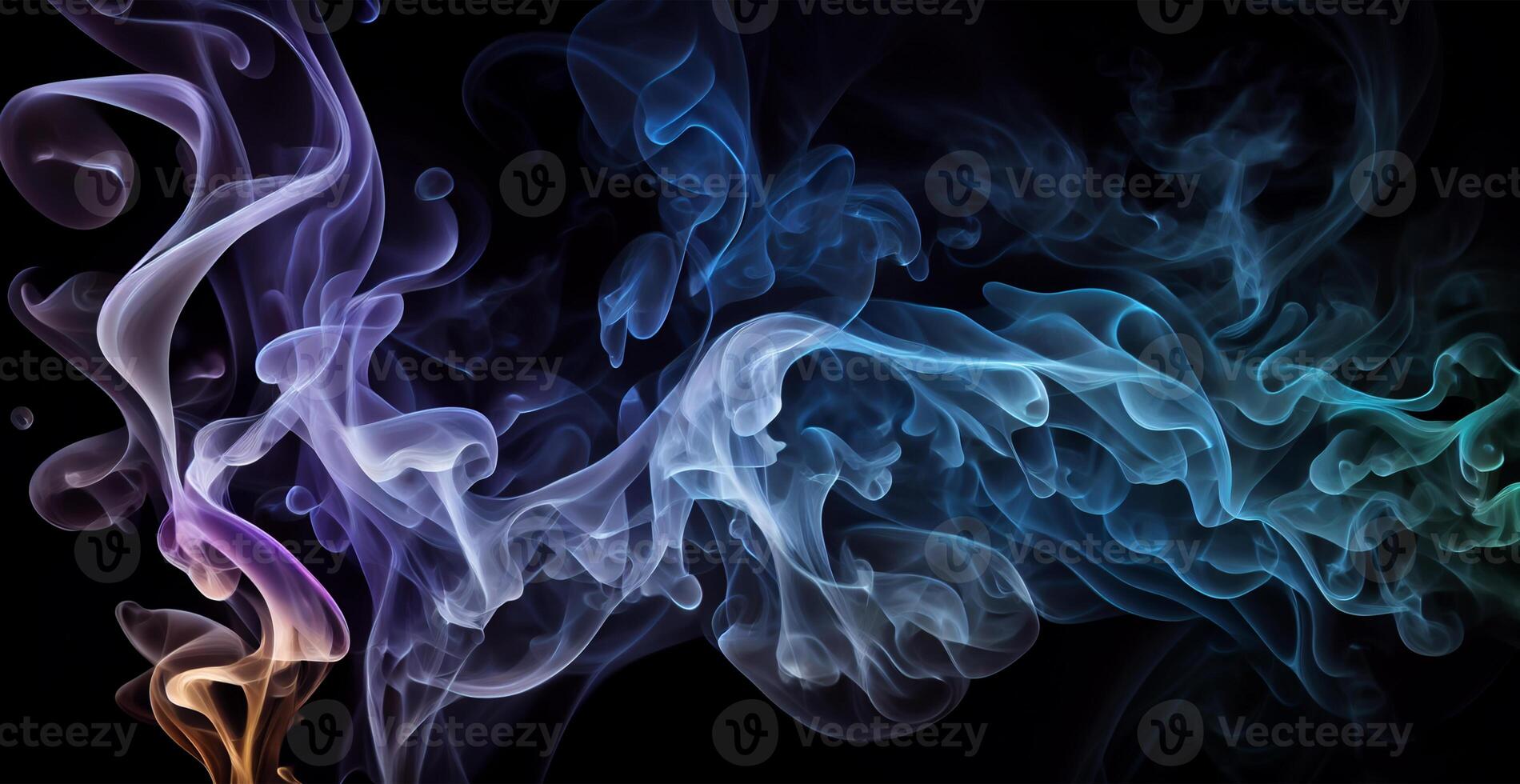 Thick white smoke on a dark background - image photo