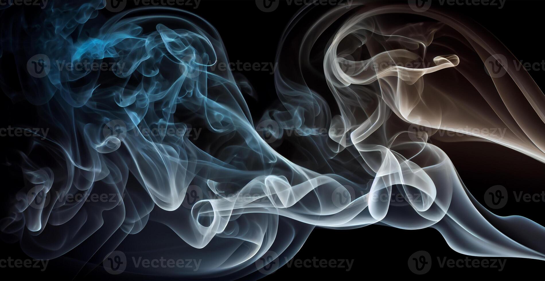 Thick white smoke on a dark background - image photo