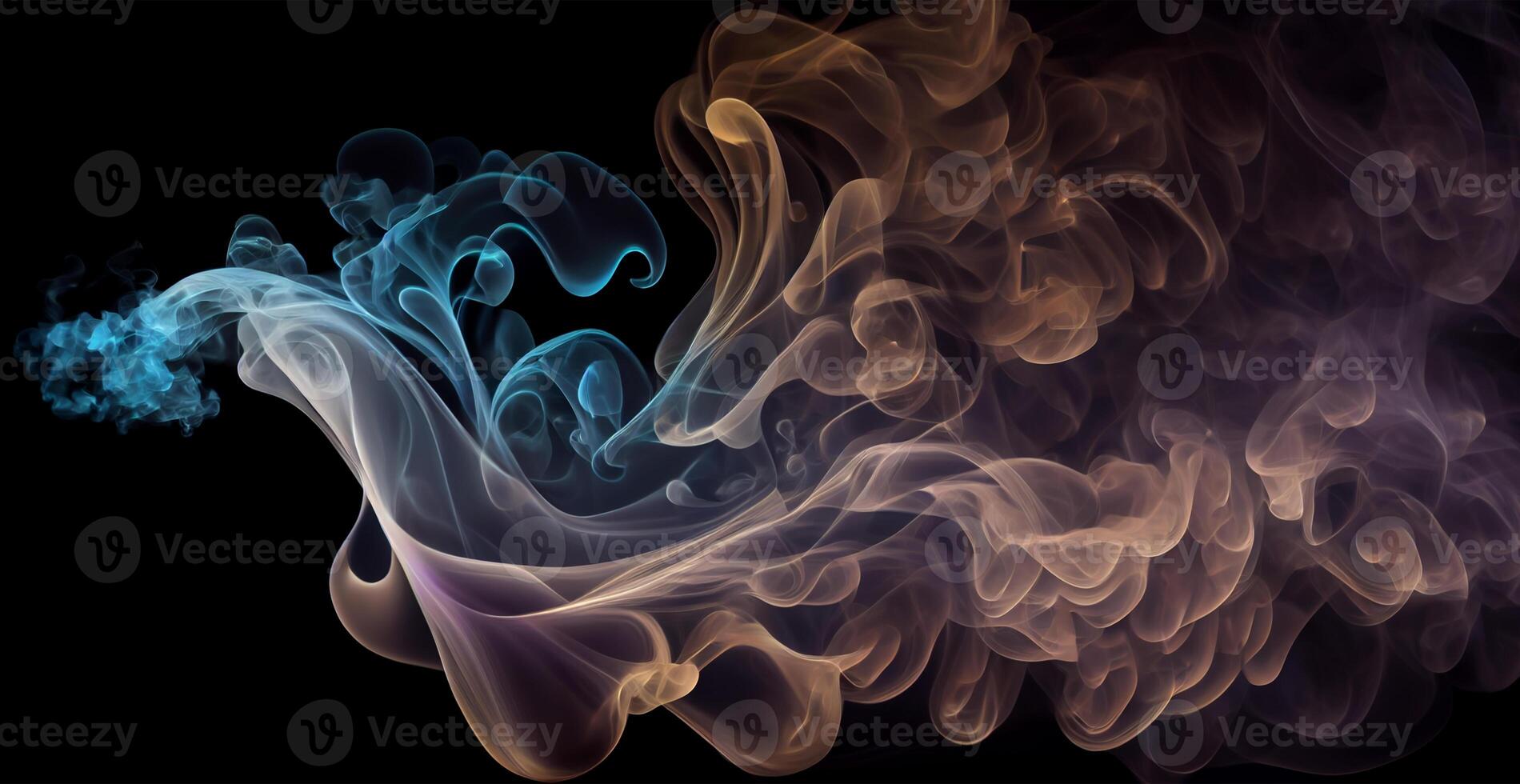 Thick white smoke on a dark background - image photo