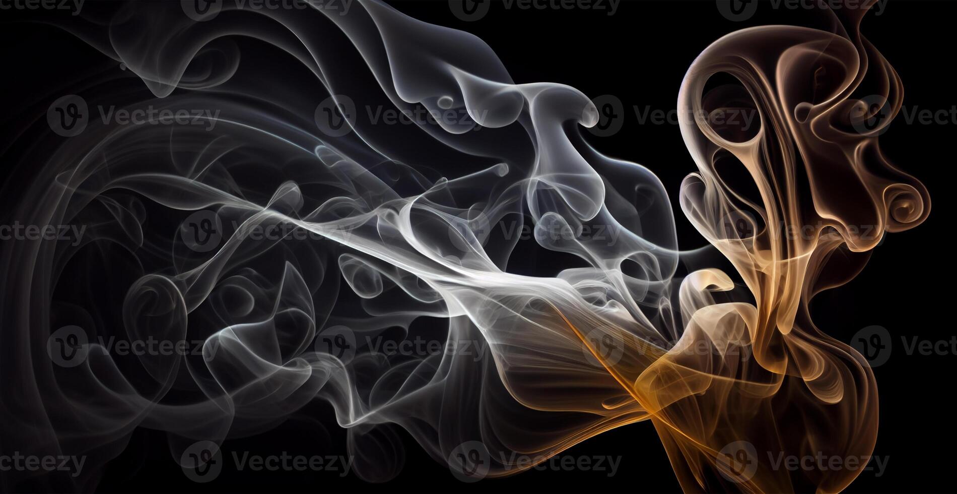 Thick white smoke on a dark background - image photo