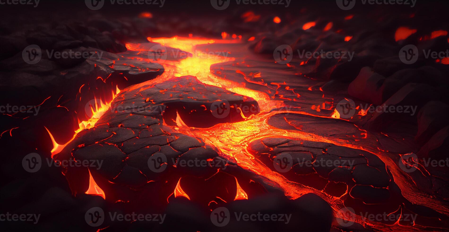 Molten lava or magma from a volcano - image photo