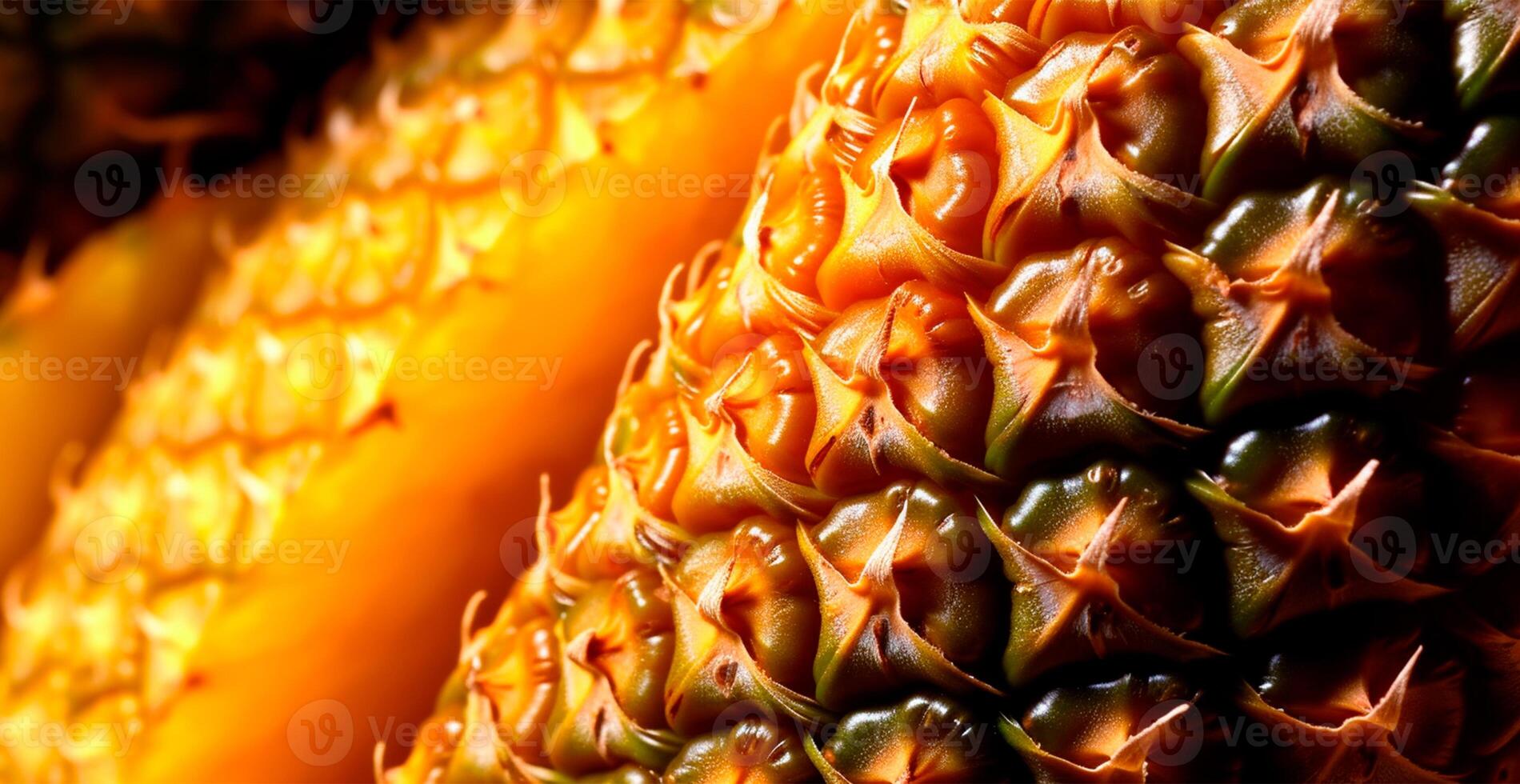 Realistic pineapple texture. Close-up pineapple skin, tropical pattern, fruit banner - image photo