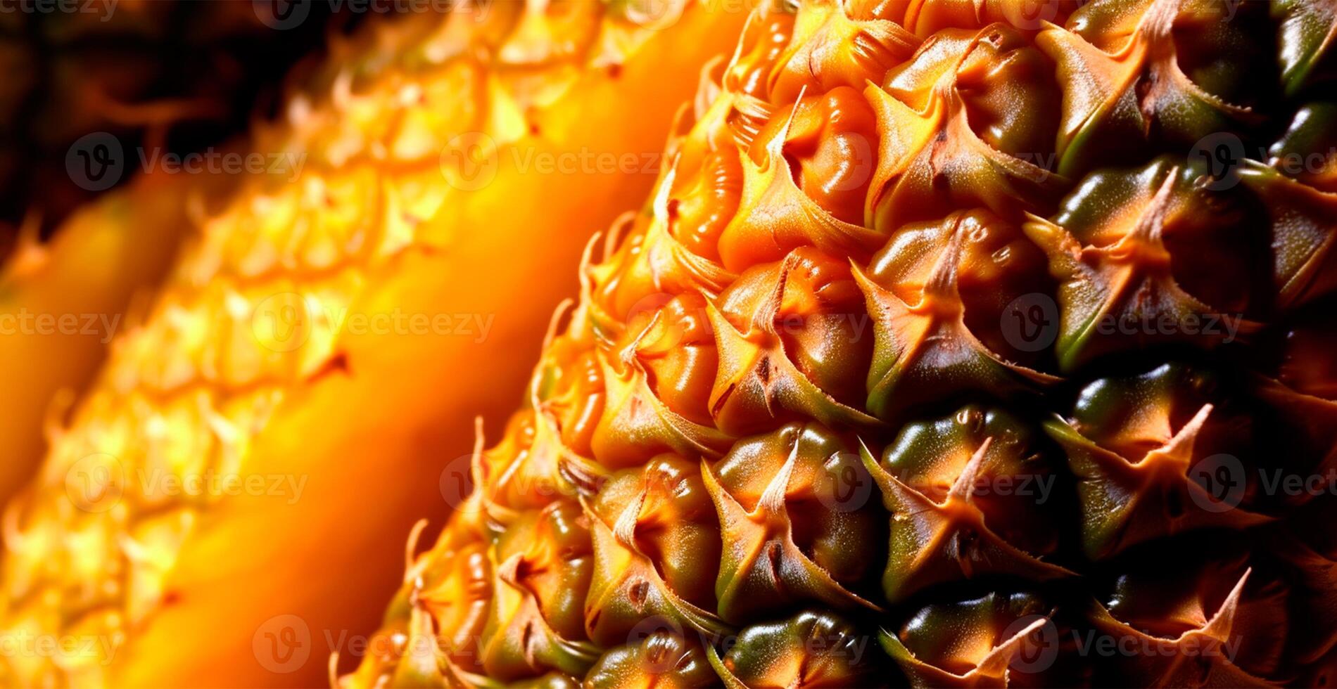 Realistic pineapple texture. Close-up pineapple skin, tropical pattern, fruit banner - AI generated image photo