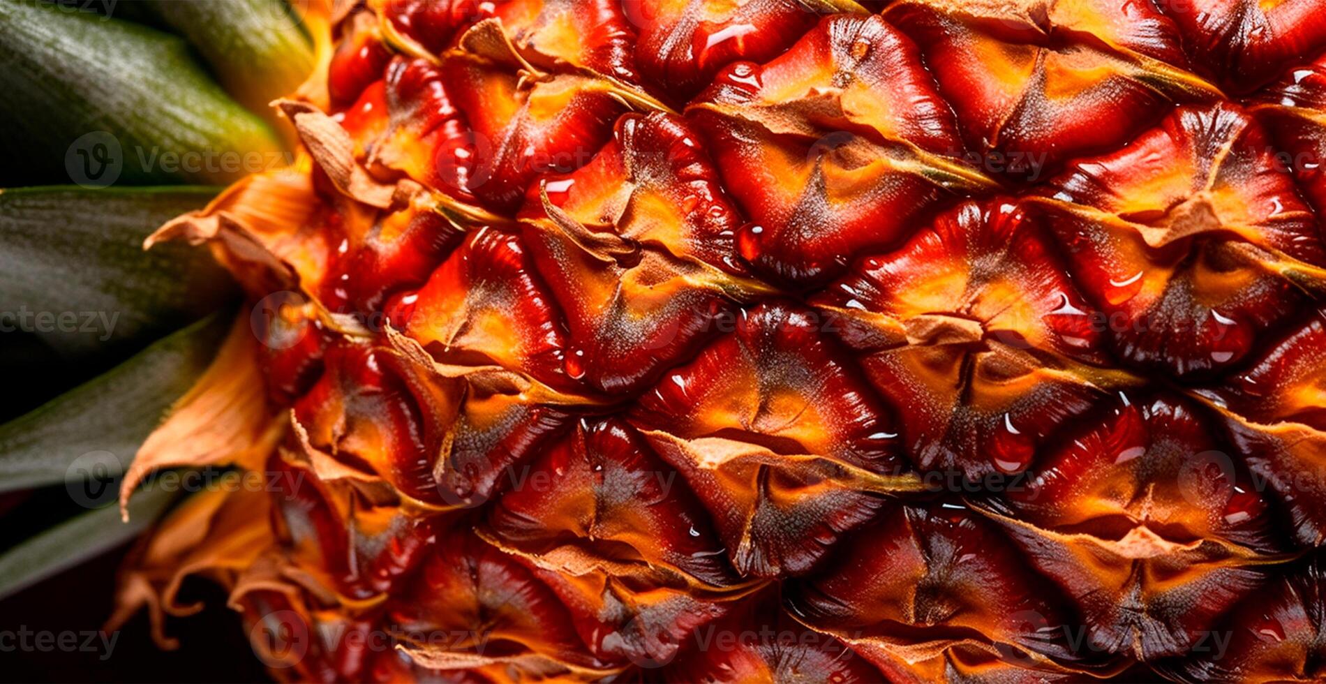 Realistic pineapple texture. Close-up pineapple skin, tropical pattern, fruit banner - image photo