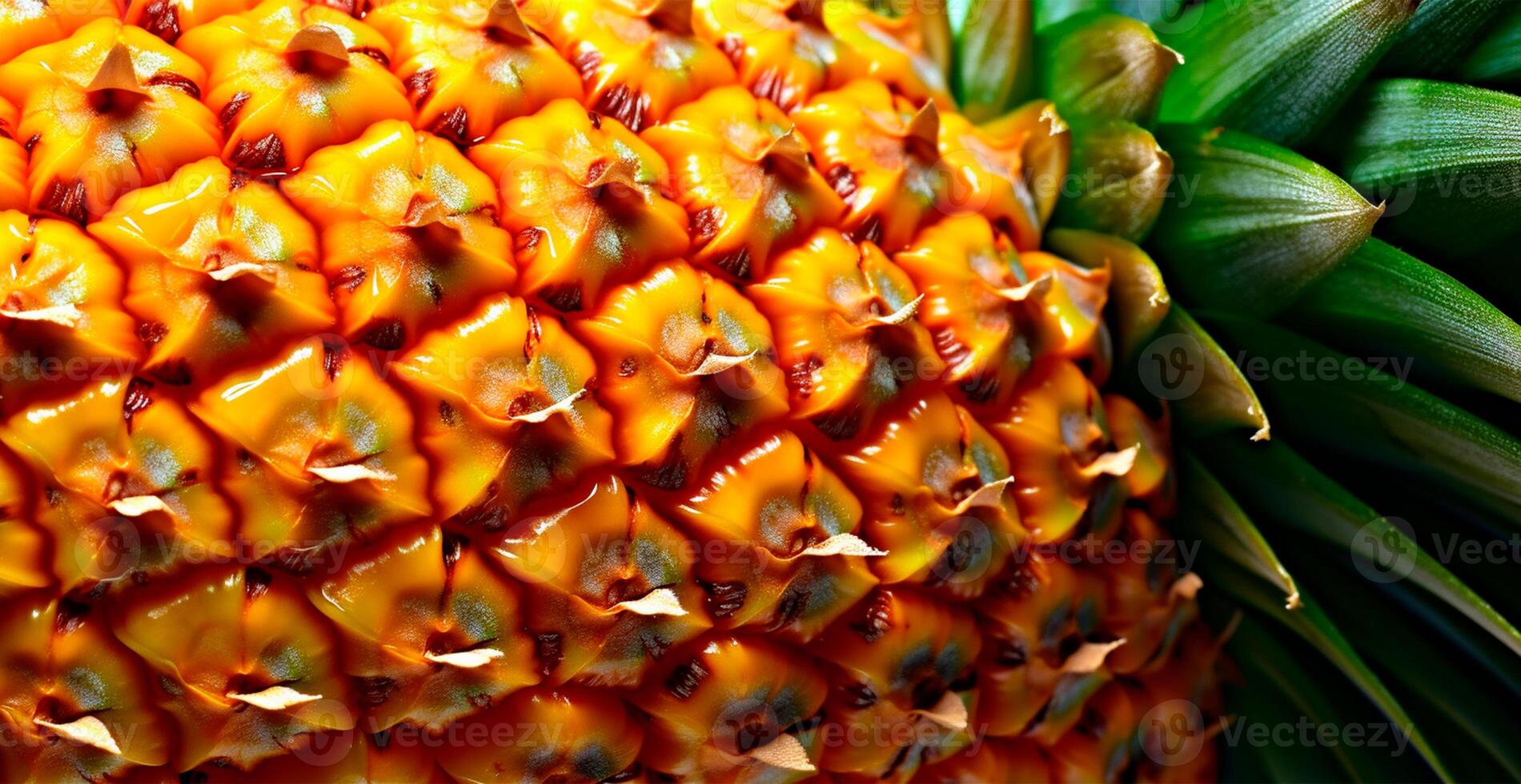 Realistic pineapple texture. Close-up pineapple skin, tropical pattern, fruit banner - AI generated image photo